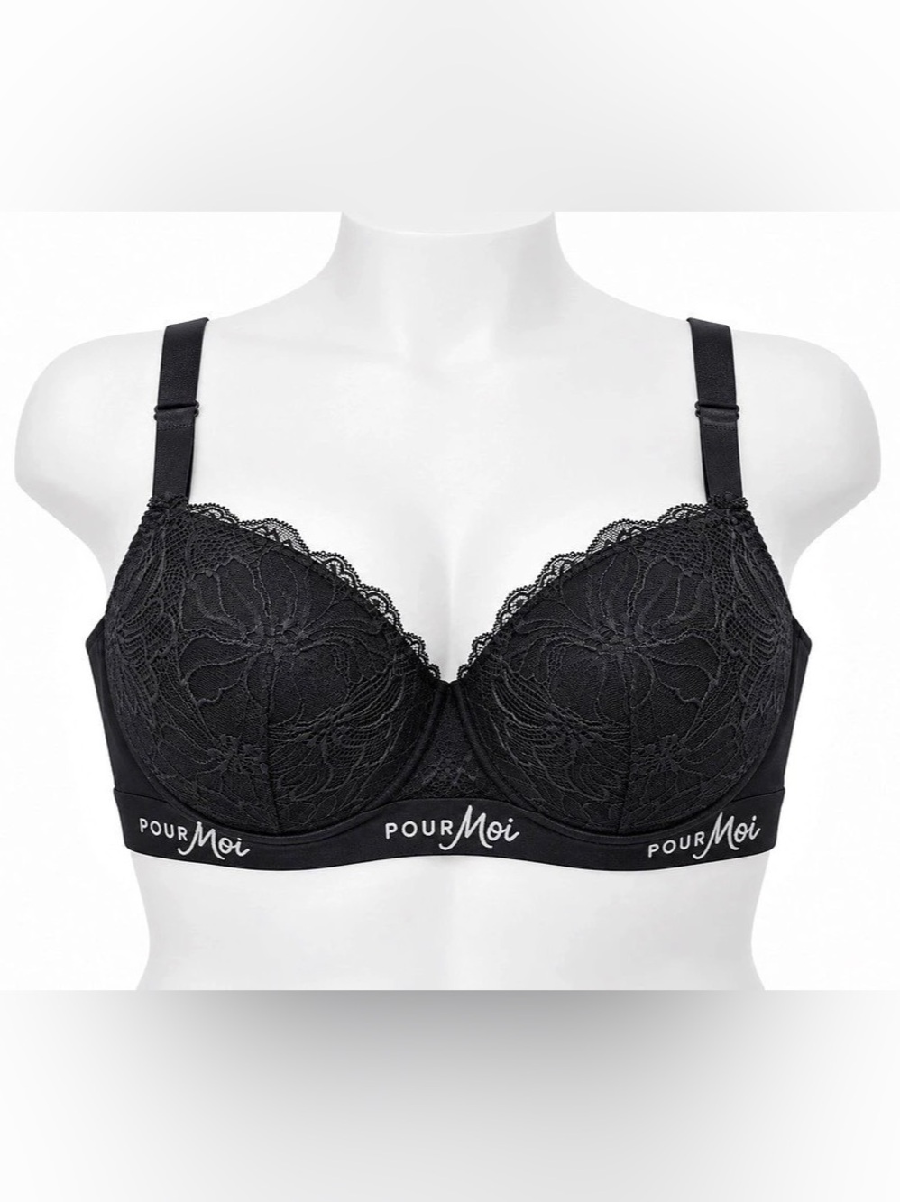 Pour Moi Logo Non Padded Underwired Bra Black US 34E